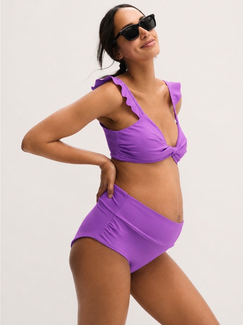 HATCH Maternity Calypso Twist Bikini Set Orchid Purple High-Waisted Size M